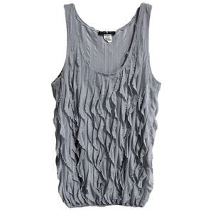 Fairy Grunge Whimsigoth Retro Ruffle Tank Top Large Gray Sleeveless Elastic Hem